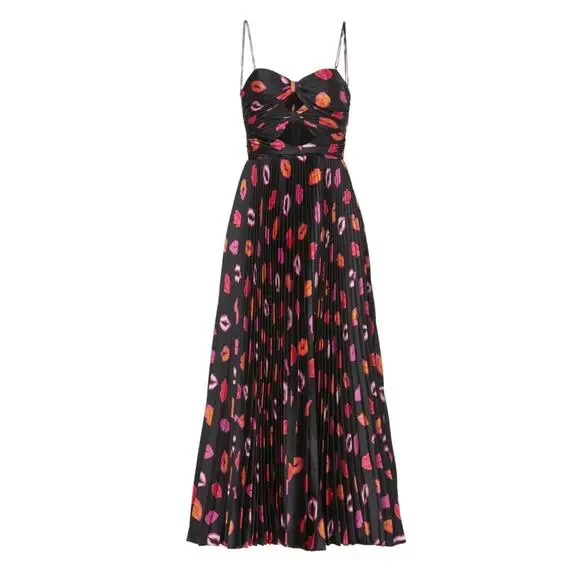 Amur Lip Print 💋 Afra Pleated Midi Dress 4